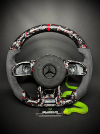 Volant sport Mercedes AMG Carbone forgé Faux-raccords (Mise à niveau vers Facelift)