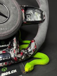 Volant sport Mercedes AMG Carbone forgé Faux-raccords (Mise à niveau vers Facelift)