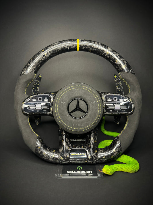 Mercedes AMG Sport Steering Wheel Forged Carbon Color Splitter