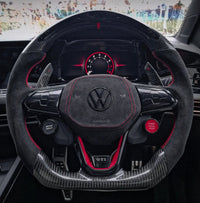 Volant sport VW Golf 8 en carbone (LED)