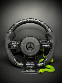Volant sport Mercedes AMG Carbone forgé Faux-raccords (Mise à niveau vers Facelift)