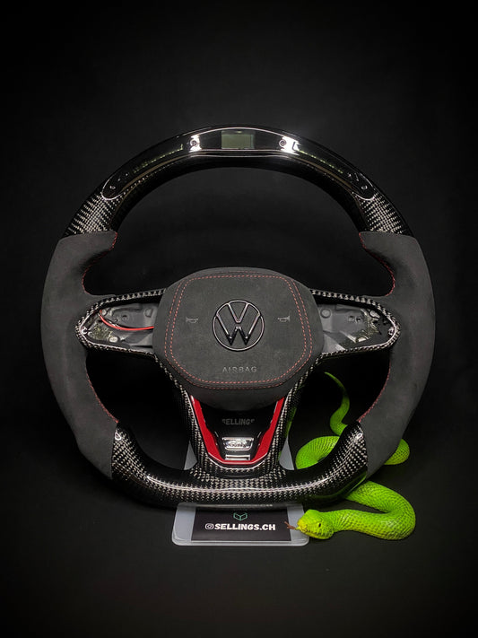 Volant sport VW Golf 8 en carbone (LED)